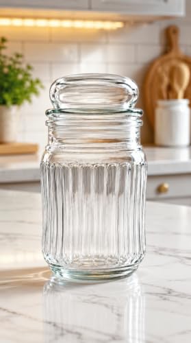Image of Glass Jar with Lid 750ml (Pack of 6) | Glass Container for Spices, Honey, Salt, Dry Fruits, Tea, Coffee, Sugar & Kitchen Essentials