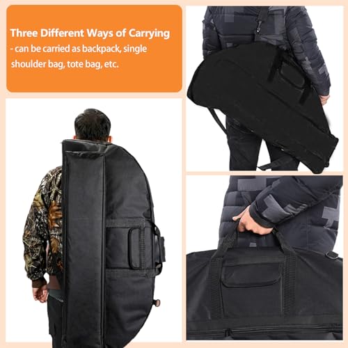 SH-RuiDu Archery Compound Bow Bag, Large Capacity Canvas Archery Backpack Recurve Bow Case Carry Bow Bag Carrier with Multiple Pockets Shoulder Strap for Outdoor Shooting Hunting - Image 5