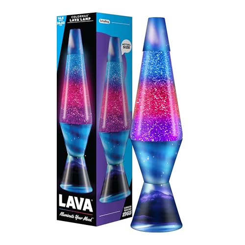 Lava Lamp Northern Lights 2160, Tri-colour Globe, Silver Glitter, Decorative Base and Cap, Original 14.5 inch LAVA® Motion Lamp to Illuminate Your Mood option