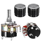 2 Pcs 10k Potentiometer, Variable Resistor Knobs, Single Linear Taper Dimmer Potentiometers Switch Rotary Variable Metal Potentiometer with Rotate Knob Inverter Speed Regulation