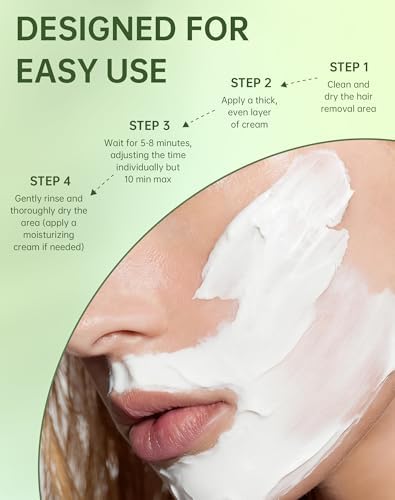 Facial Hair Removal Cream for Women - Gentle & Painless Hair Remover for Upper Lip Chin & Sideburns, 5-Minute Quick Depilatory Cream for Sensitive Skin Effective at-Home 1.69 FlOz — view 5