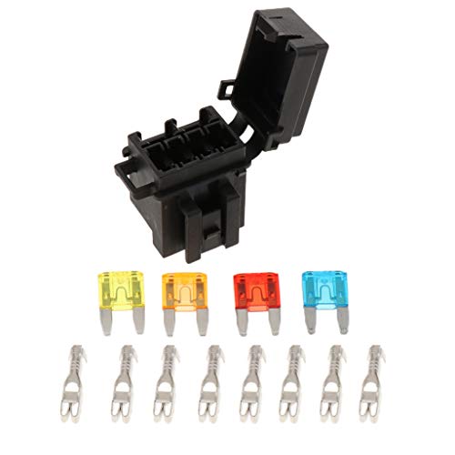 Caja de fusibles de 4 vías para automóviles + 1 enchufe de relé para camión, SUV, remolque, RV