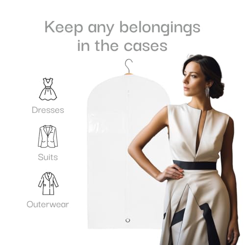 Trend CaseUK Garment Bags for Hanging Clothes, Suit Hanging Garment Bags, Zippered Garment Bags with Clear Window, Breathable Garment Covers for Suits, Dresses, Closet Storage and Travel, 60in(1 Pack)4