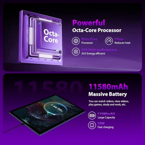 Image of 2026 Premium 14 inch Android Tablet: 2.5K IPS Display 36GB RAM 256GB ROM 1TB Expand | 8-Core 2.0HZ MT6769 Mali-G57 11580mAh Battery| 5G /2.4G WiFi Quad Box Speakers 8+13MP for Work Gaming Study-Blue