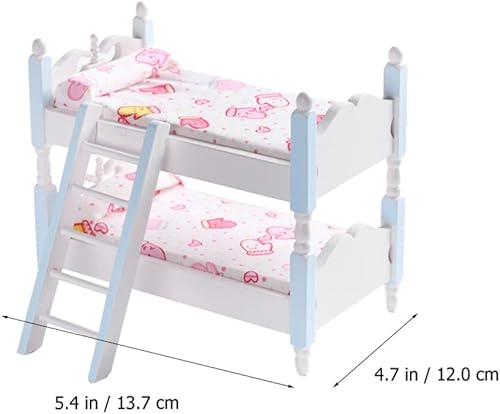 Miniatura 4 de TOYANDONA Muebles de madera para casa de muñecas a escala 112, litera de bebé con escalera para accesorios de casa de muñecas en miniatura