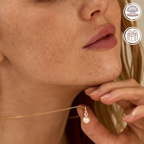 14K Gold Plated Pearl Necklace with Diamond, Minimalist Bridal Necklace, Wedding Necklace, Bridesmaid Gift, Birthday Gift2