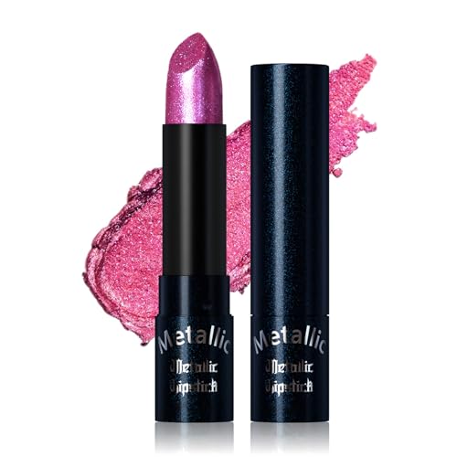 Pintalabios con purpurina, color morado con acabado mate, brillante camaleón, resistente al agua y duradero, maquillaje de labios metálico, altamente pigmentado e hidratante