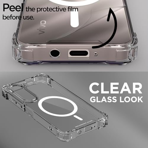 Image of Outlouders Back Cover for Vivo T4 Lite 5G / Vivo Y19 5G Mag-Safe Transparent PC + TPU Bumper Case with Magnetic Support Shockproof Protection (Transparent Mag-Safe)