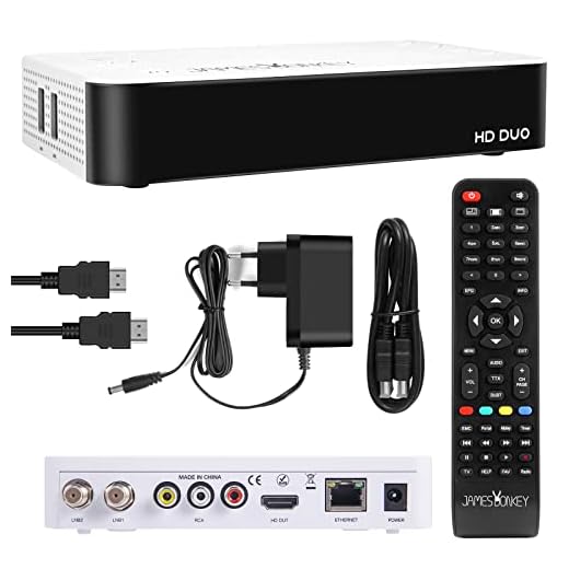 James Donkey Receptor satélite HD Tuner Linux E2 on sintonizador DVB-S2 Digital Satelliten HDTV Full HD1080P and 2X USB 2.0Port, 100Mbps Ethernet Interface, H.265, 2.4G WiFi, HDMI Kabel