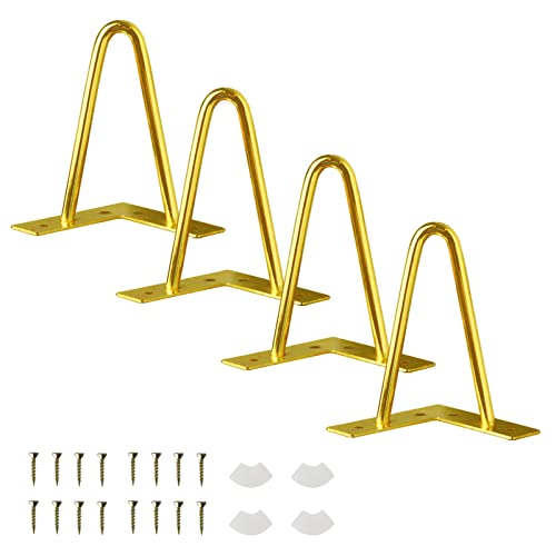 Losodona 6" Hairpin Furniture Legs With 2 Metal Rods, Sofa Legs Modern Table Legs, Home Diy Projects For Desk, Nightstand, Coffee Table, Dining Board With Appurtenance (Gold, 4Pcs) #TOP6