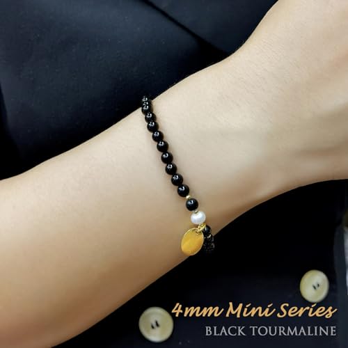 Morchic 4mm Natural Gemstone Beads Stretch Bracelet for Women, With Freshwater Pearls, Energy Gem Birthday Gift for Her 7.2”3