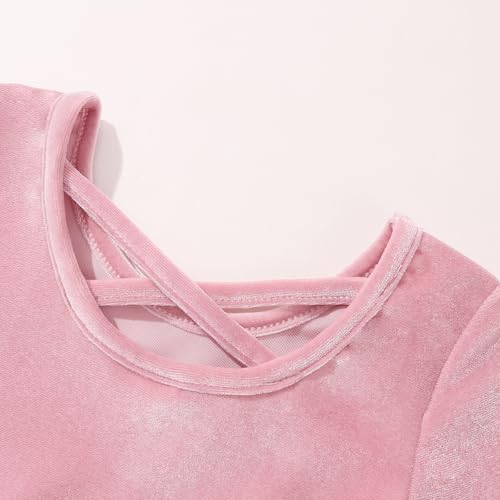 Weixinbuy Baby Girls Dresses Long Sleeve Tulle Velvet Twirl Fall Dresses for Baby Girls Toddler Baby Girl Fall Winter Clothes Pink — view 5