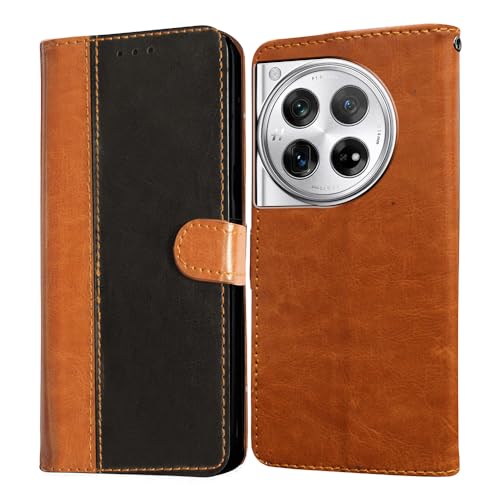 Image of Flip Cover Back Case for OnePlus 12R 5G | Premium Leather Finish | Inbuilt Pockets & Stand | Flip Cover Back Case for OnePlus 12R 5G (CamelBlack)