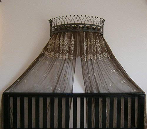 Octorose Metal Wall Teester Bed Crown Canopy - Antique Crown Wall Decor With Built-In Rods & Hardware - For Over Beds Or Windows - Drapery Panels Not Included - Bronze (31.5X14X9.5 Inches) #TOP4