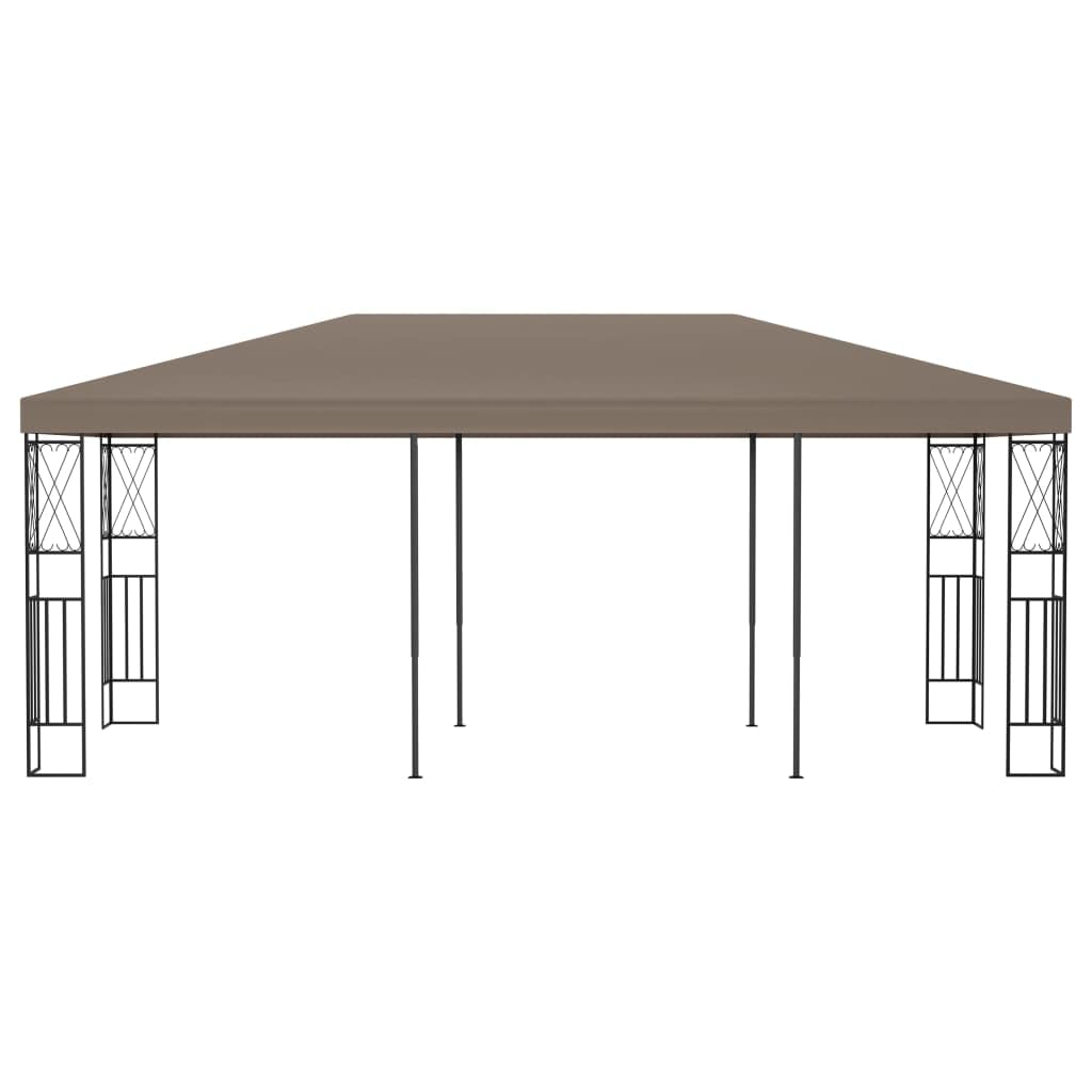 Pawilon 6 x 3 m, kolor taupe, materiał ze stalową ramą, namiot ogrodowy i składany pawilon na taras, do ogrodu, na imprezę i grill, z ochroną przed deszczem, ochroną przed słońcem i dekoracyjnym