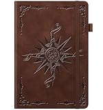 ALKALO Liniertes Tagebuch, A5, 200 Seiten, Leder-Tagebücher zum Schreiben, für Damen und Herren, Reisen, Business, Arbeit und Schule, College, liniert, Hardcover, Tagebuch, 14 x 21 cm, Braun