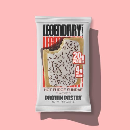 Legendary Foods 20g Protein Pastry - Low Carb Meal Replacement Bar - Low Glycemic, Gluten Free Protien Snacks - Healthy Keto Snack Box, 10x Zero Sugar Energy Bars - Bariatric Diabetic Friendly