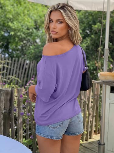 Image of Trendy Queen Womens Off the Shoulder Tops Oversized Summer Spring T-Shirts 2026