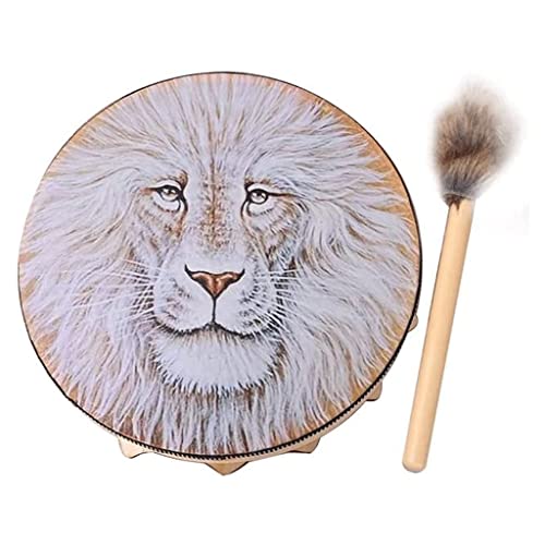 Tambor espiritual hecho a mano LIOONS con león miniatura 4