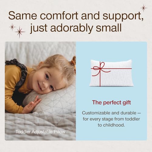 Image of Coop Home Goods Cool+ Adjustable Cooling Toddler Pillow, 13x19, Cooling Gel Memory Foam Kids Pillow for Ages 2+, Customizable Loft, Breathable, Washable Cover, Childproof Zipper, Small Cooling Pillow