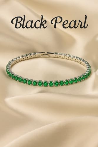 Image of BLACK PEARL Elegant Style Tennis Bracelet with Multicolour Zirconion Stones, Gold and Silver-Toned Bracelet For Women & Girls
