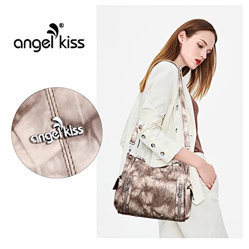 Image of Angel Kiss Handbags for Womens Top-Handle Hobo Purse Roomy Casual Shoulder Bags PU Tote Satchel Purse for Women