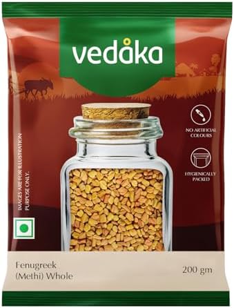 Amazon Brand - Vedaka Fenugreek (Methi) Whole | 200 g | No Artificial Colours & Preservatives