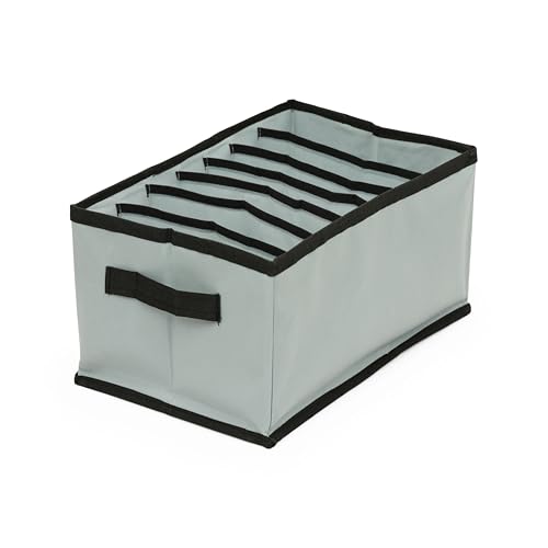 Image of Clothes Organizer for Wardrobe | 7-Grid Foldable Storage Box | Non-Woven Fabric Cupboard Organizer for Shirts, Pants, T-Shirts | 38x25x20 cm | Pack of 1