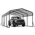 Hipicute 12' x 20' x 8.5' Heavy Duty Metal Carport with Galvanized Steel Roof, Steel Carport Kits Outdoor with Metal Roof, Galvanized Car Shelter for Tractors, Pickup, Boat, Car
