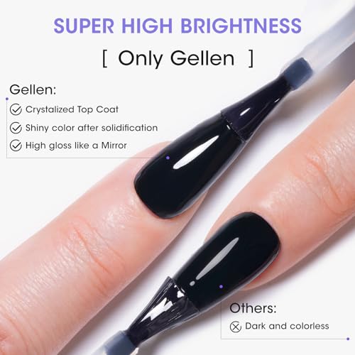 Image of Gellen Gel Top Coat and Base Coat, 2Pcs No Wipe Soak Off Nail Lamp Clear Base Top Coat Long Lasting Finish Nail Art Design Home Gel Manicure Kit