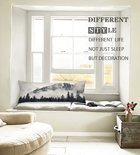 Foggy Forest Body Pillow Cover,Misty Natural Scenery Mountain Landscape Pine Mist Wood Cloud Tree,Long Pillow Case With Zipper Decorative Soft Cushion Bedding Pillowcase For Couch,Bedroom 20"X54" #TOP3