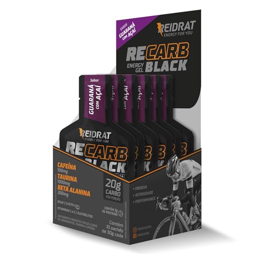 Reidrat Recarb Energy Gel Black Sabor Guaraná Com Açaí Caixa Com 10 Sachês De 30G (300G) Carboidrato
