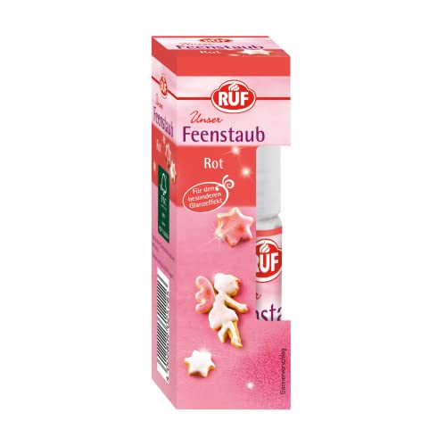 RUF Feenstaub Rot, roter Deko Glitzer essbar, glitzer Pumpspray für einen funkelnden Rot-Schimmer auf Plätzchen, Süßspeisen und Torten, 10g Flasche