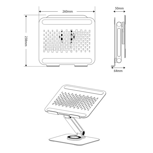 Support Réglable PC Portable Aluminium Ergonomique Support Tablette Ventilé