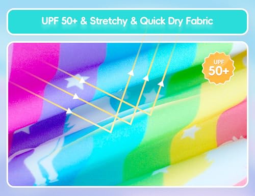 Image of Girls Swimsuit Long Sleeve Rush Guard Bathing Suit Swimwear with Bikini Bottom Sun Protection