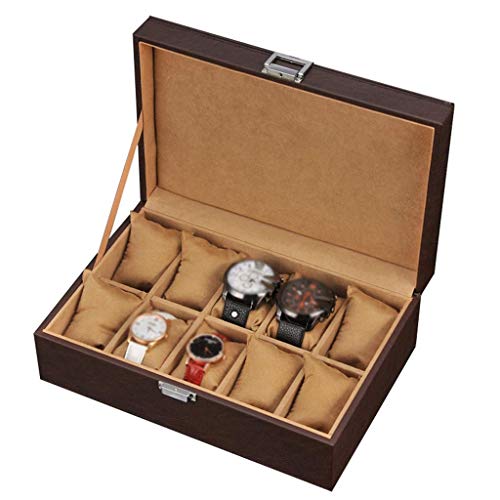 Preisvergleich Produktbild NBVCX Wohnaccessoires Uhr Box 10 Slots Kunstleder Armbanduhren Schmuck Display Aufbewahrungskoffer Reise Armband Sammlungen Tablett Metallverschluss