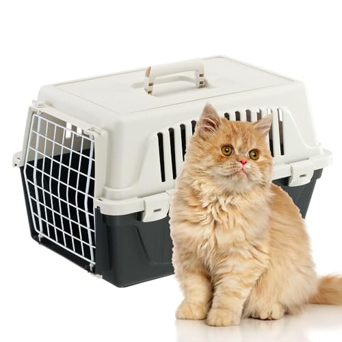 Ferplast Trasportino Gatto, Trasportino Cane Taglia Piccola, Cani e Gatti fino a 5 Kg, Porta in Ferro Plastificato, Fessure di aerazione, 32,5 x 48 x h 29 cm, ATLAS 10 EL Trasportino Rigido, Nero