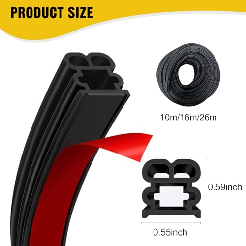 Image of 52.5Ft Car Door Seal Strip Car Weather Stripping Double Layer Shape Self Adhesive Rubber Auto Door Soundproofing Weatherstrip for Car Door,Truck, SUV