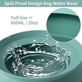 SLSON Spill Proof Dog Water Bowl for Cars,Collapsible No Splash Dog Travel Bowls Integrated Molding Portable Pet Bowl for Vehicle Road Trip Truck,RV,SUV,Boat Accessories (Morandi Green)