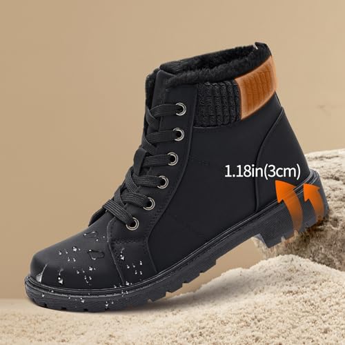 Uoidru Combat Boots For Women Ankle Booties Black Winter Snow Boots White Lace Up Boots Comfort Fuzzy Boot Side Zipper Short Boots3