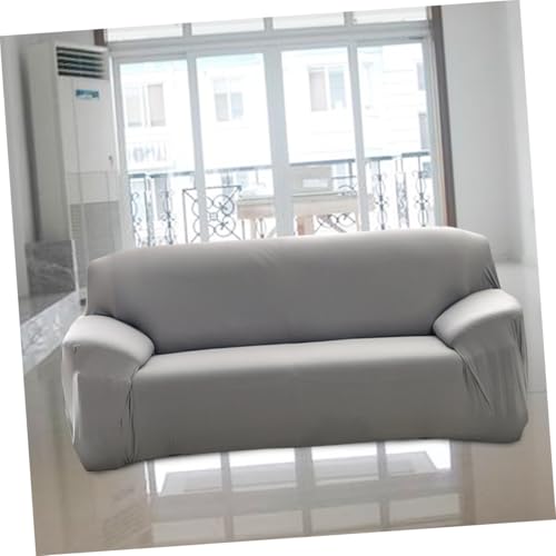 Funda de sofá elástica y antideslizante gris lavable para proteger el salón 6