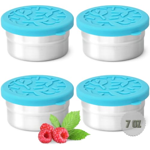 TAVVA 4 X 7oz Stainless Steel Snack Containers with Leakproof Silicone Lids