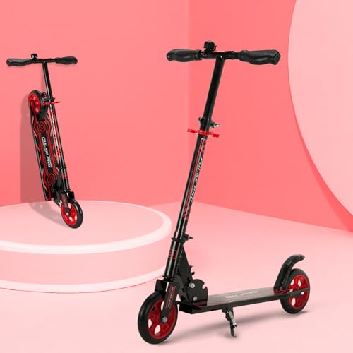 Image of Amazon Brand - Jam & Honey- Kick Scooter for Kids Ages 6-13 Years | Foldable with 3 Adjustable Height | 2 Wheels | BIS Certified | Max Weight Capacity 50kg (Red)
