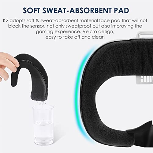 Kkcobvr K2 Cooling Fan Face Cover With 2 Pcs Sweat Proof Cotton Material Interface Pad Compatible With Quest 2 Accessories, Relieve Lens Fogging And Replace Quest 2 Facial Cover Cushion #TOP3