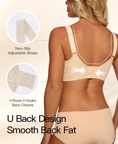 Image of Women's Minimizer Bra No Underwire Full Coverage Wireless Jelly Bra Plus Size Seamless T-Shirt Bra