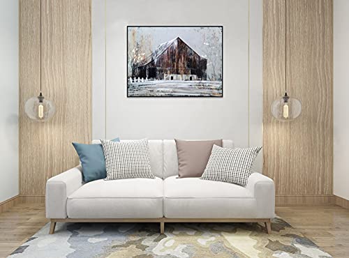 Rustic Metal Wall Art With Floating Framed Handcrafted 3D Old Barn Artwork Modern Abstract Farmhouse Pictures Contemporary Sculpture For Living Room Bedroom Dinning Decor #TOP7
