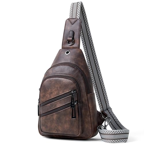 Leresas 7L Crossboydy Sling Bag for Women Vegan Leather Crossbody Purse Fanny Pack Chest Bag for Travel,Coffee by Leresas - Used condition - Image 8