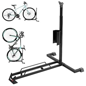 Bike Stand for Vertical and Horizontal Bike Storage,Upright Bicycle Stand Indoor,Standing Bike Rack for Garage Floor,Suit for MTB,Road Bike,Woman Bike and Some E-bike.Heavy Duty,no Mount.(1 Pack)