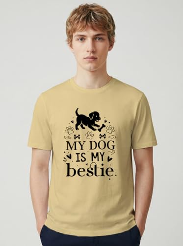 Image of INDISSH T-Shirt for Man | Regular and Plus Size Upto 7XL | Pet Lover Graphic Printed | Round Neck Cotton Fabric Regular fit Casual T-Shirt for man - RNM-DOGBESTIE-PAR