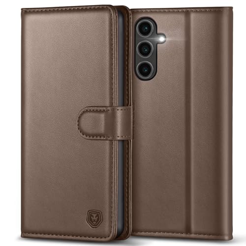 Coque Samsung S24 FE 5G Kuafcase café avec béquille intégrée et 4 fentes pour cartes